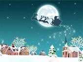 Immagini Babbo Natale con la luna piena e le renne